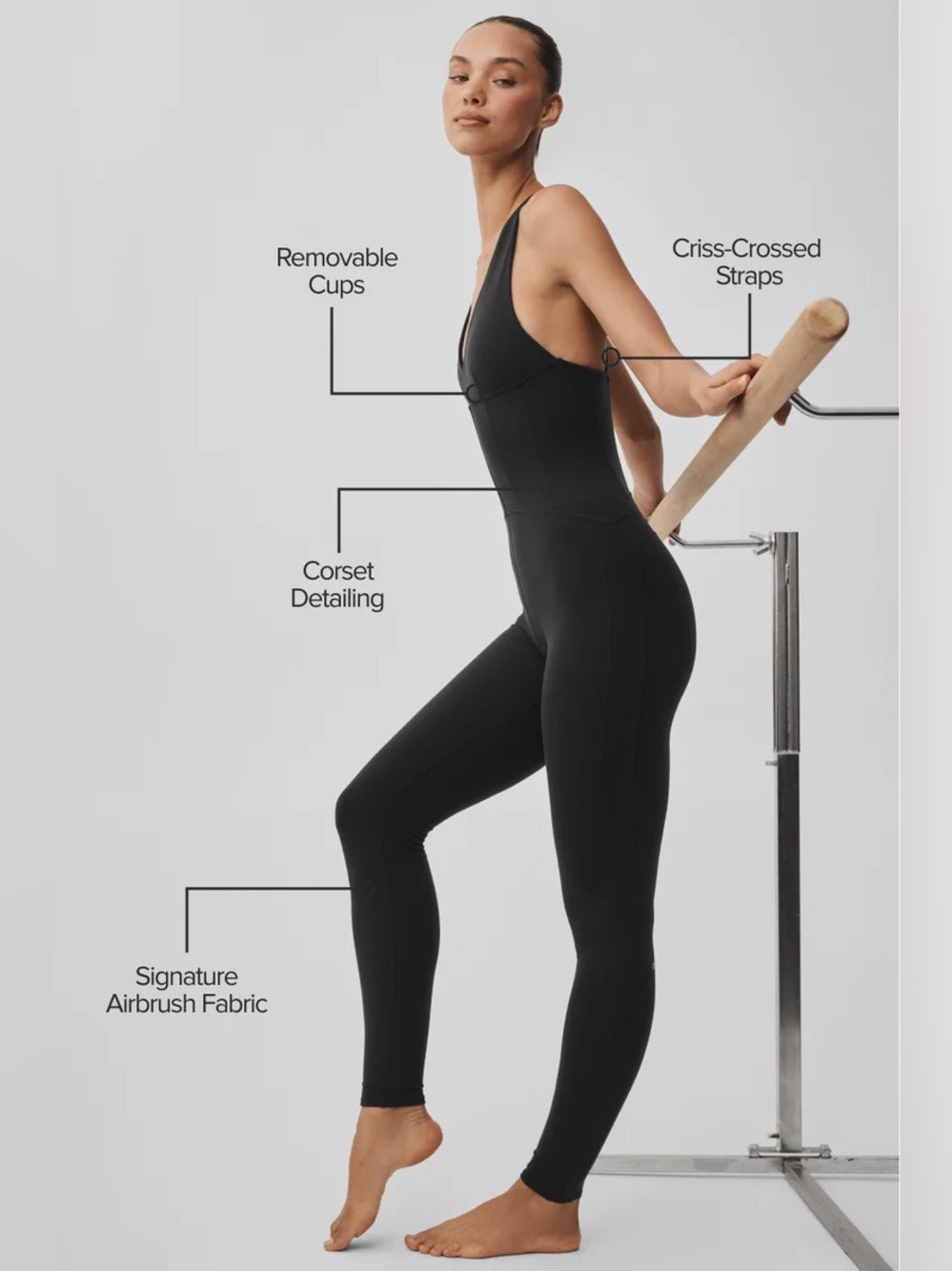 ALO Sparks Fly Corset Onesie Jumpsuit Black NWT S (FIT103) - Picture 4 of 8